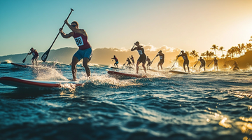 Stand Up Paddle Boarders racing 