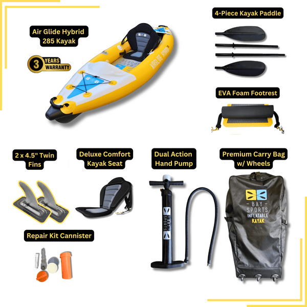 Air Glide Hybrid 285 inflatable kayak included accessories