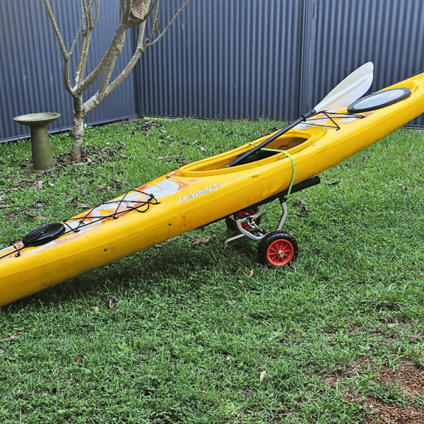 Sit on Top Heavy Duty Kayak Trolley with Yellow Sit In Kayak 